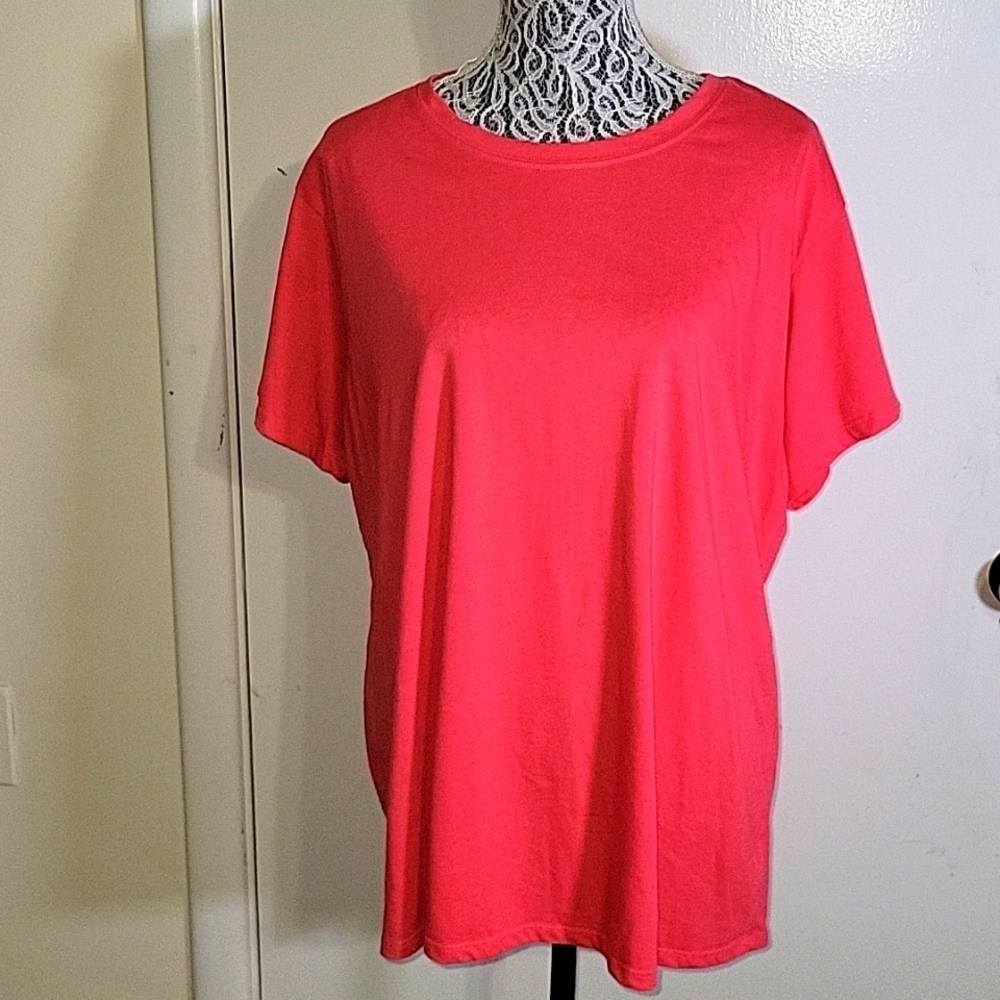 TORRID Pink Crew Neck Cotton Blend Mesh Short‎ Sleeve Tee Casual Plus Size 2